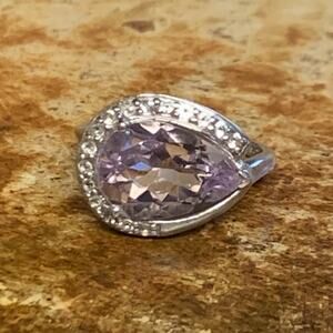 Sterling Silver, Lavender Amethyst & Zircon Ring Size 8 by STS
